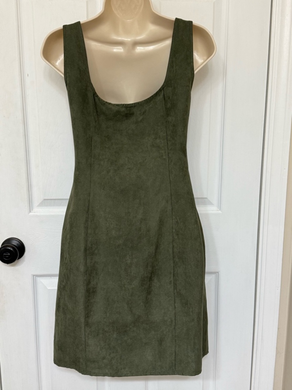 NWT Primark Olive Green Button Front Mini Dress Sleeveless Utility Size 10 - Picture 4 of 11